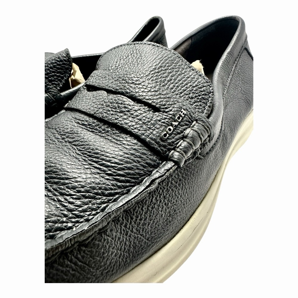 Coach Men Navy Blue Pebbled Leather Nantucket Penny Loafer Size‎ 11.5D - Picture 6 of 10